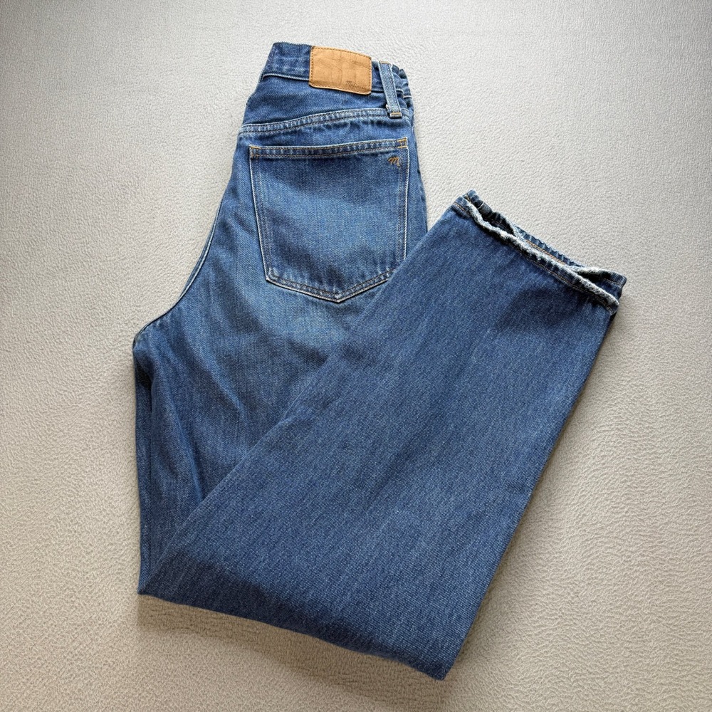 Madewell Baggy Straight Jeans 26 Blue Cotton Hemp Denim High Rise Wide Leg Pants